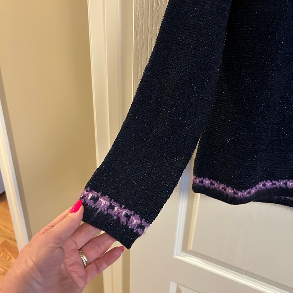 Talbots Black and Pink Cowl Neck Sweater - Picture 4 of 5